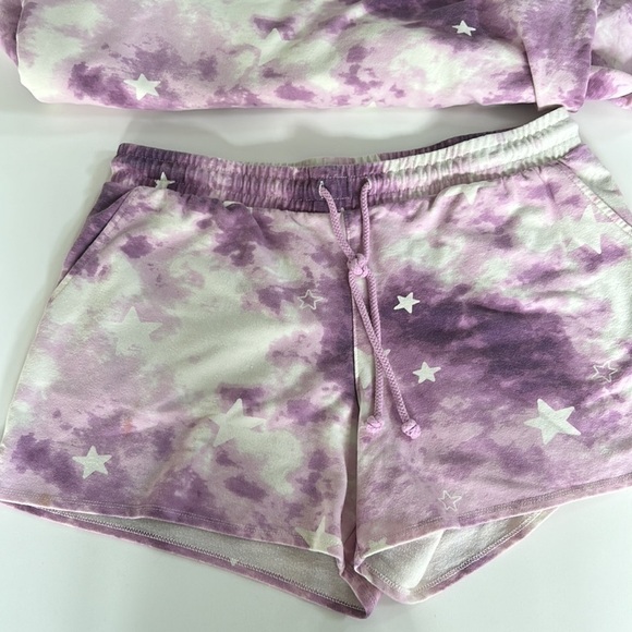 Wildfox Tie Dye Star Sweatshirt & Short Lounge Set size Large - Picture 7 of 10